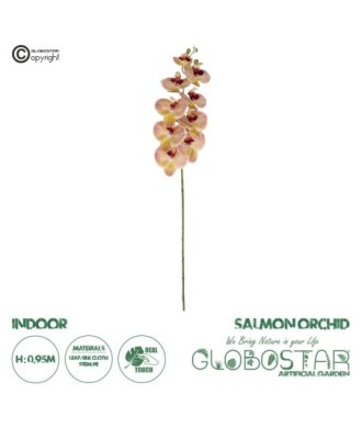 GloboStar® Artificial Garden PING SALMON ORCHID BRANCH 21405 Τεχνητό Διακοσμητικό Κλαδί  Ροζ Ορχιδέα Y95cm